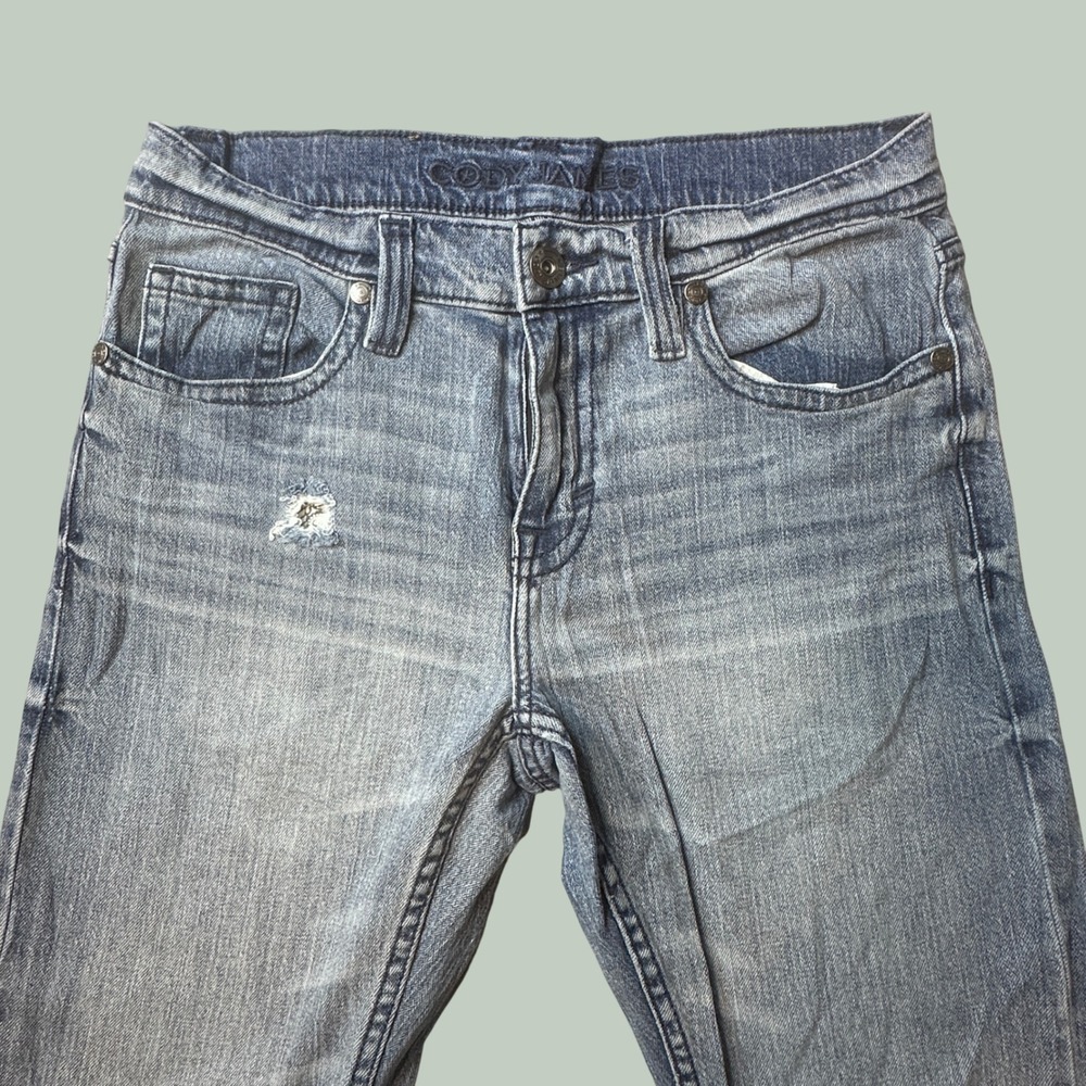 Cody James Jeans Mens 29x32 (31x32) Bootcut Blue Wash Distressed Stretch Denim